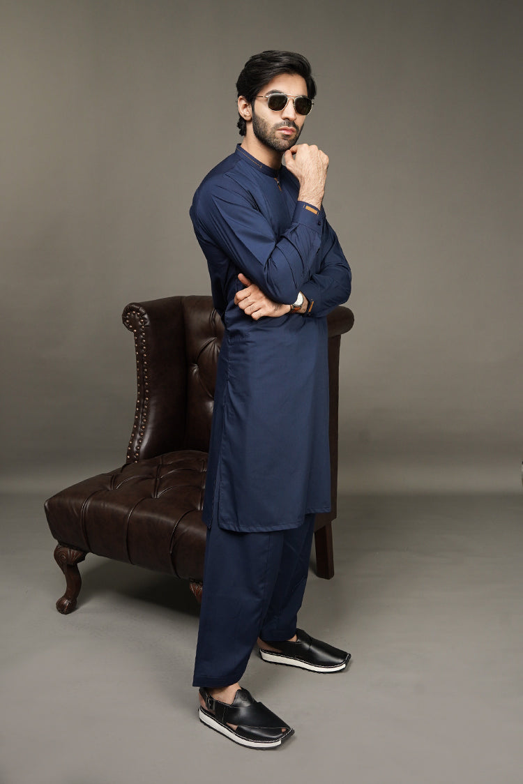 Picture of Black Pearl-Midnight Blue Kameez Shalwar - BP43NY - Available at Raja Sahib