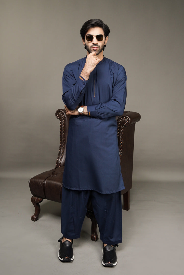 Picture of Black Pearl-Midnight Blue Kameez Shalwar - BP43NY - Available at Raja Sahib