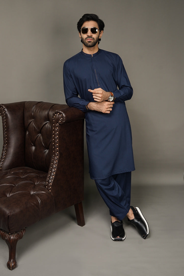 Picture of Black Pearl-Midnight Blue Kameez Shalwar - BP43NY - Available at Raja Sahib