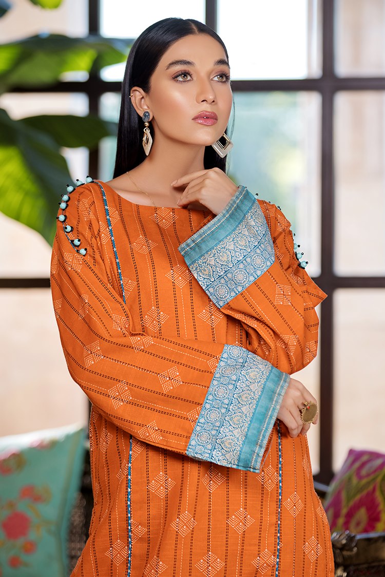 Picture of Ellena - Printed Slub Khaddar 2-PC Suit - Available at Raja Sahib