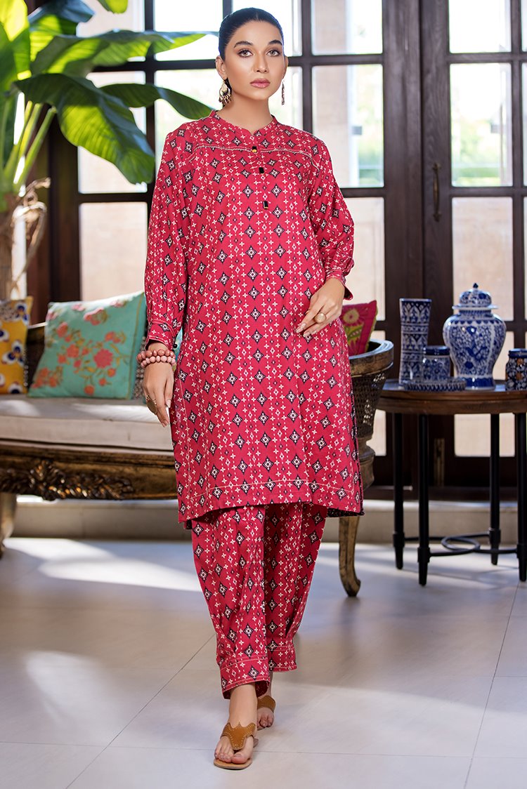 Picture of Ellena - Printed Slub Khaddar 2-PC Suit - Available at Raja Sahib