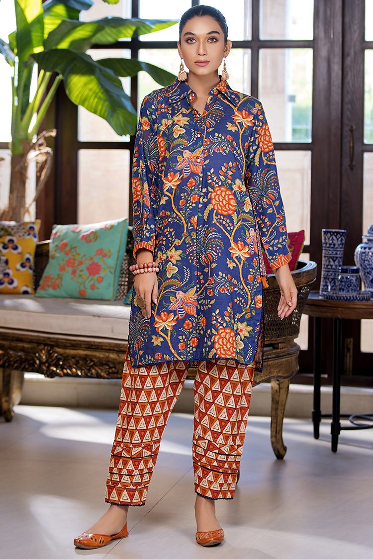 Picture of Ellena - Printed Slub Khaddar 2-PC Suit - Available at Raja Sahib