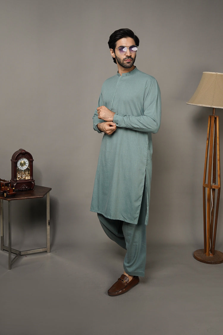 Picture of Black Pearl-Sea Green Kameez Shalwar - C17GN - Available at Raja Sahib