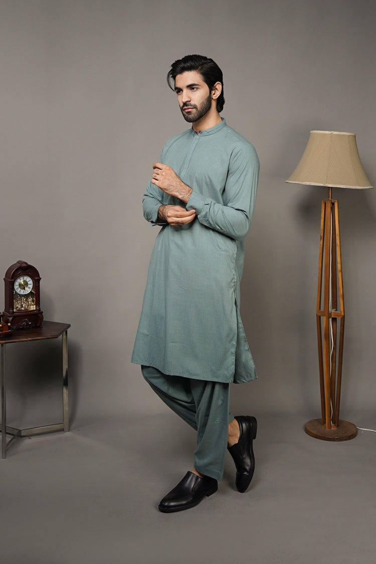 Picture of Black Pearl-Sea Green Kameez Shalwar - C20GN - Available at Raja Sahib