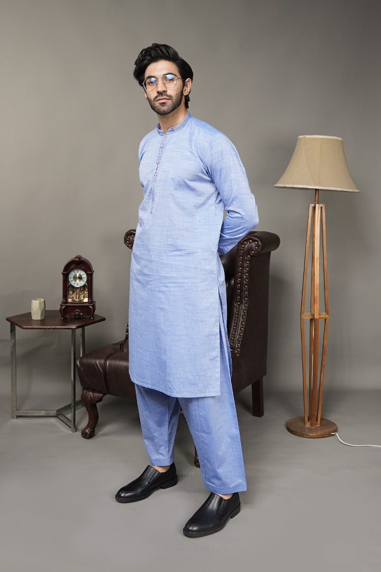 Picture of Black Pearl-Sky Blue Kameez Shalwar - CT45BL - Available at Raja Sahib