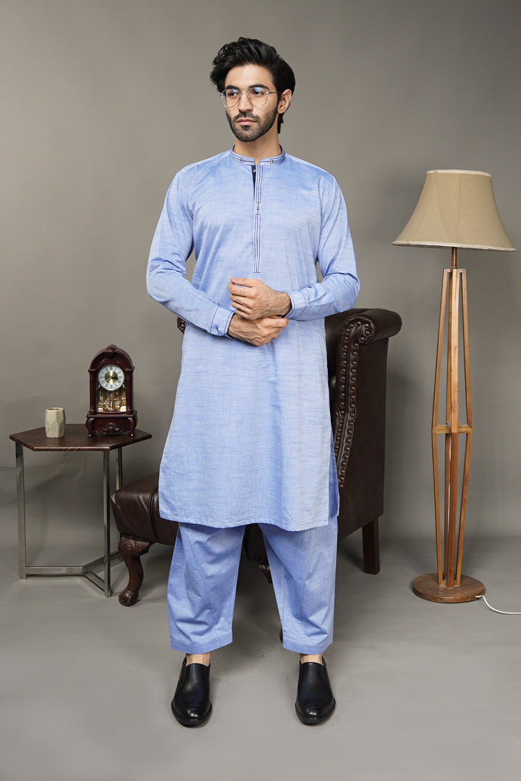 Picture of Black Pearl-Sky Blue Kameez Shalwar - CT45BL - Available at Raja Sahib