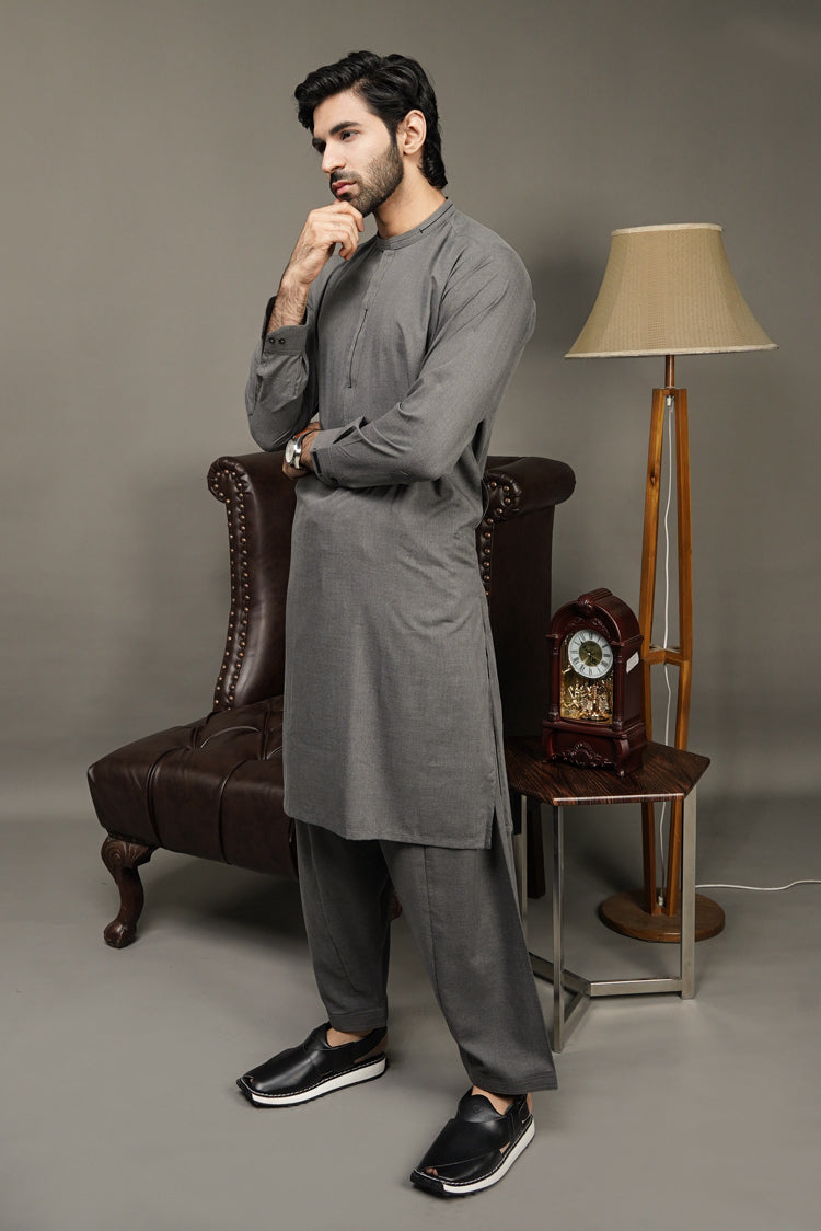 Picture of Black Pearl-Slate Gray Kameez Shalwar - C25GY - Available at Raja Sahib