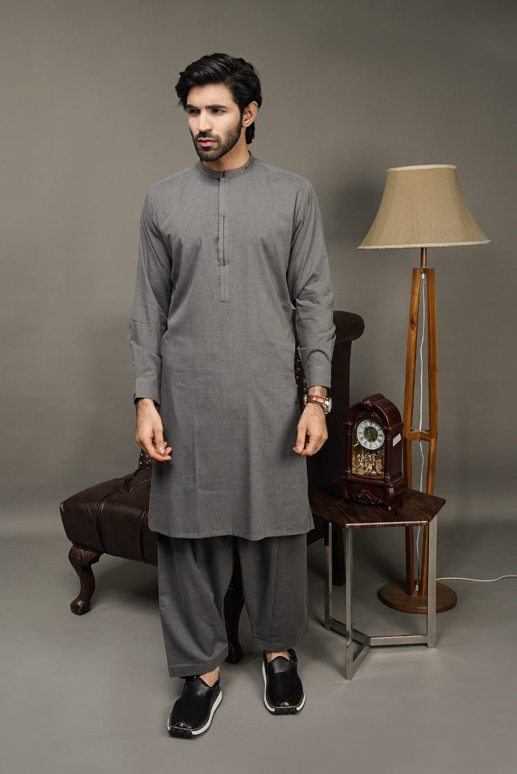 Picture of Black Pearl-Slate Gray Kameez Shalwar - C25GY - Available at Raja Sahib