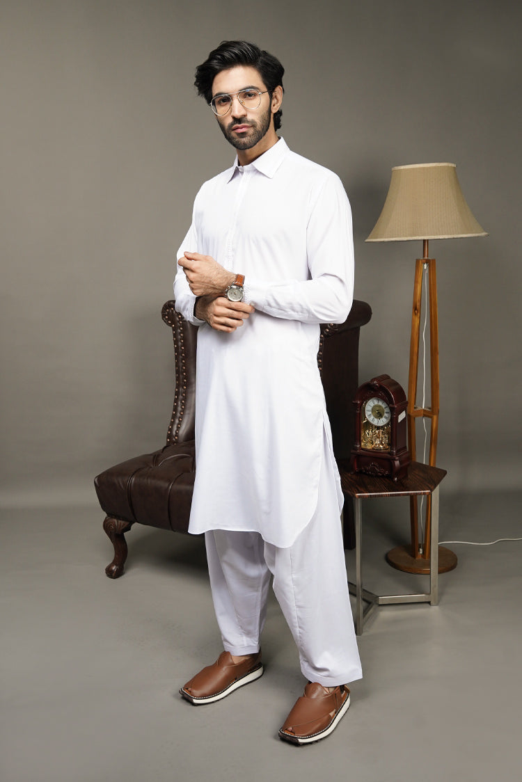 Picture of Black Pearl-White Kameez Shalwar - 681WH - Available at Raja Sahib